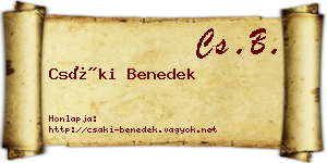 Csáki Benedek névjegykártya